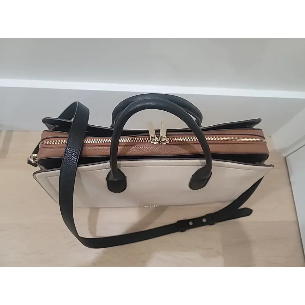 Kate Spade Knott Large Cream Tan Leather Laptop Work Commuter Bag Travel School - Picture 4 of 14